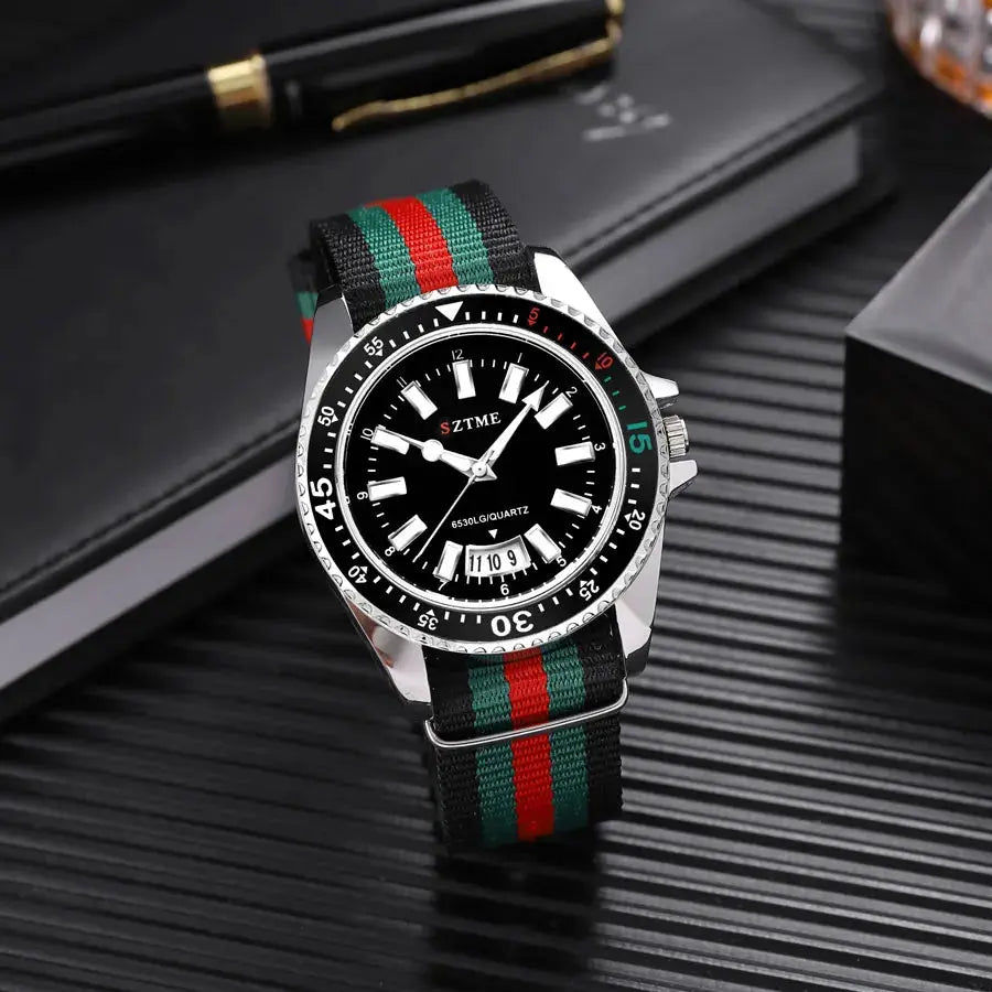 New fashionable men's nylon strap calendar watch, luxurious and simple business men's and women's night light quartz watch luxecrown.co.uk