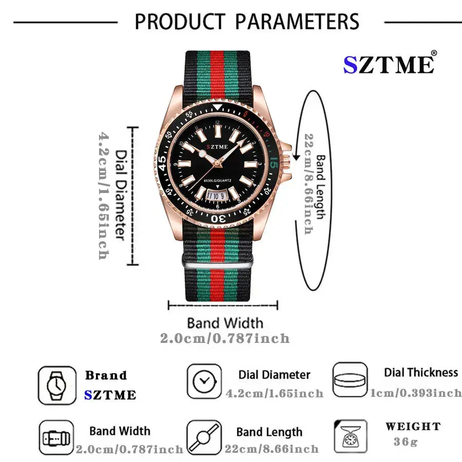 New fashionable men's nylon strap calendar watch, luxurious and simple business men's and women's night light quartz watch luxecrown.co.uk
