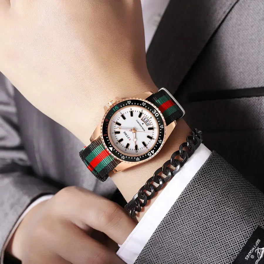 New fashionable men's nylon strap calendar watch, luxurious and simple business men's and women's night light quartz watch luxecrown.co.uk