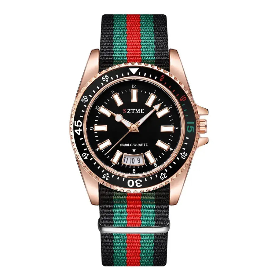 New fashionable men's nylon strap calendar watch, luxurious and simple business men's and women's night light quartz watch luxecrown.co.uk