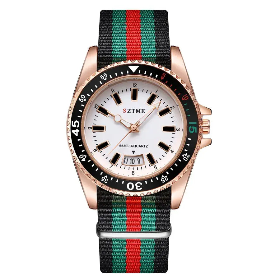 New fashionable men's nylon strap calendar watch, luxurious and simple business men's and women's night light quartz watch luxecrown.co.uk