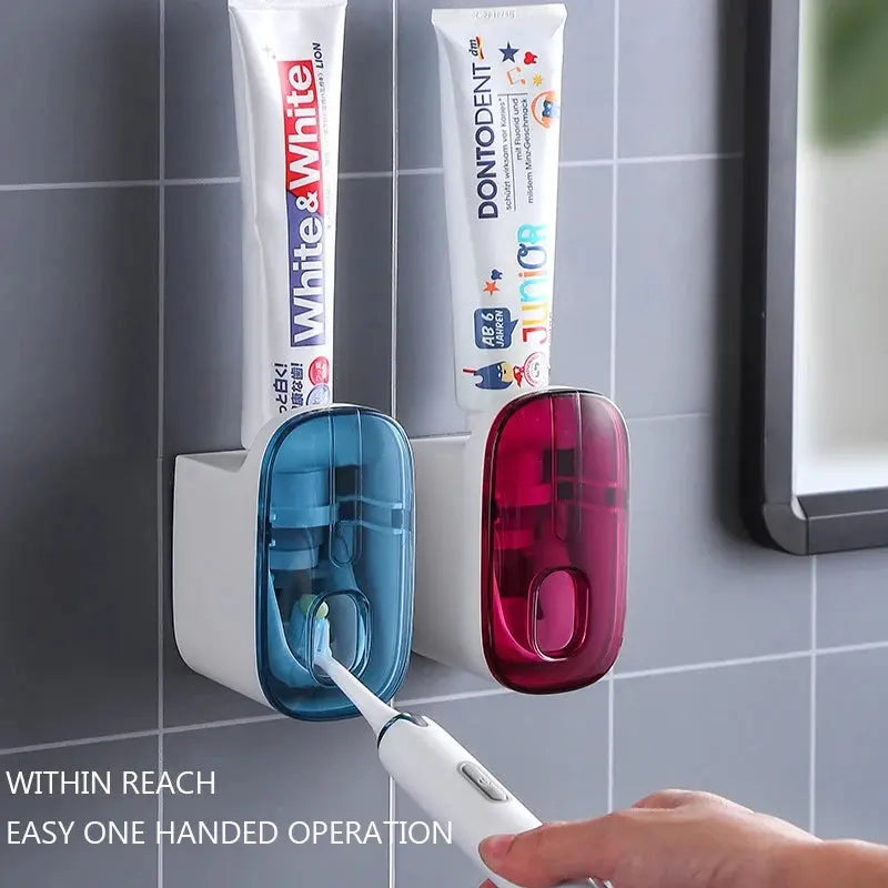 Non Punching And Squeezing Toothpaste Dispenser Fully SAutomatic Household Wall Mounted Toothpaste Dispenser Lazy God Tool Bat Streetsharks