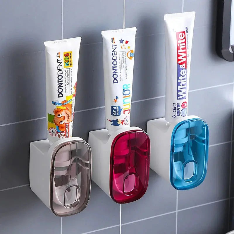 Non Punching And Squeezing Toothpaste Dispenser Fully SAutomatic Household Wall Mounted Toothpaste Dispenser Lazy God Tool Bat Streetsharks