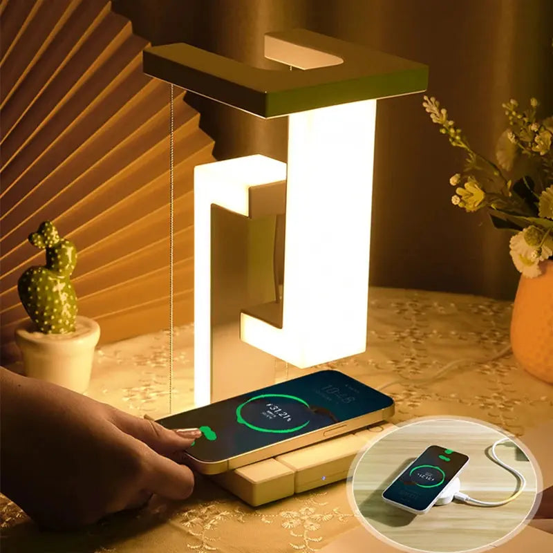 Novelty floating lamp with 10 W  detachable wireless charger decorative light for bedroom/office luxecrown.co.uk