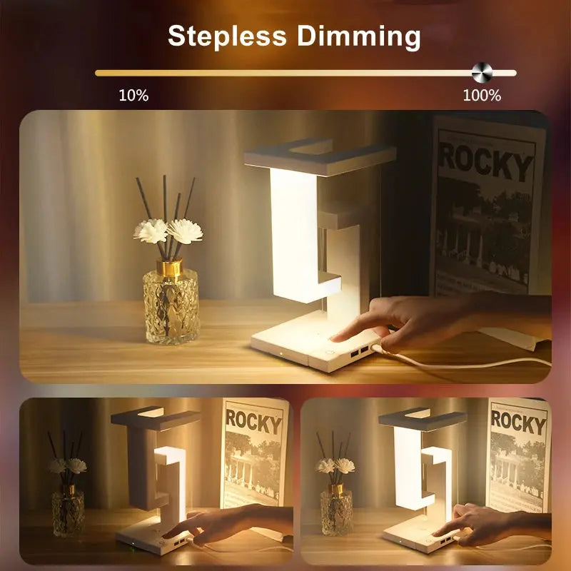 Novelty floating lamp with 10 W  detachable wireless charger decorative light for bedroom/office luxecrown.co.uk