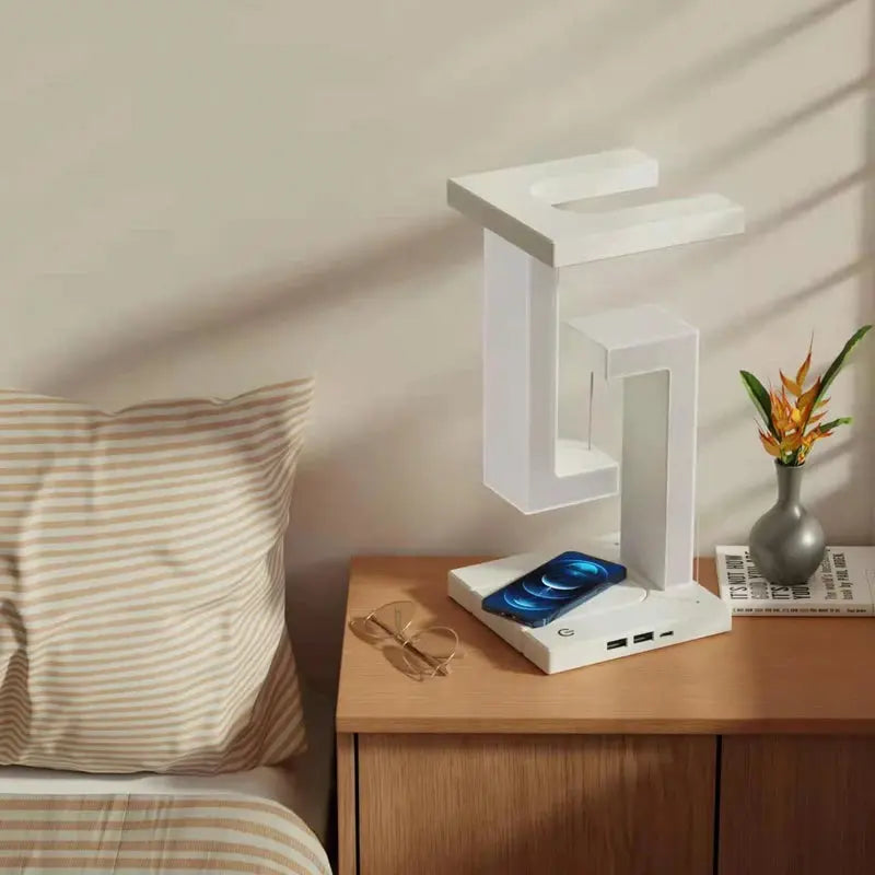Novelty floating lamp with 10 W  detachable wireless charger decorative light for bedroom/office luxecrown.co.uk