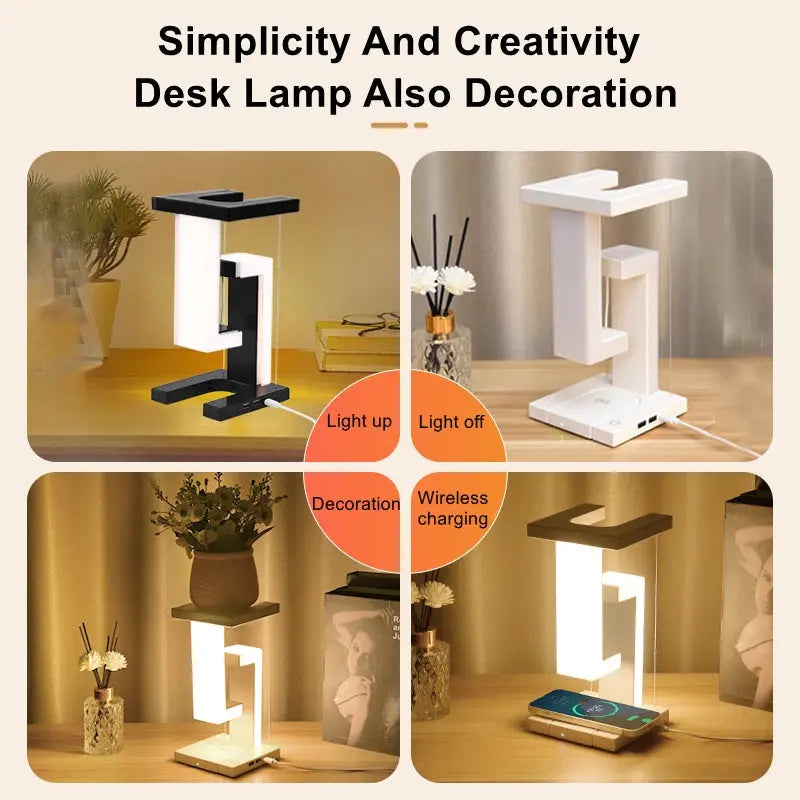 Novelty floating lamp with 10 W  detachable wireless charger decorative light for bedroom/office luxecrown.co.uk