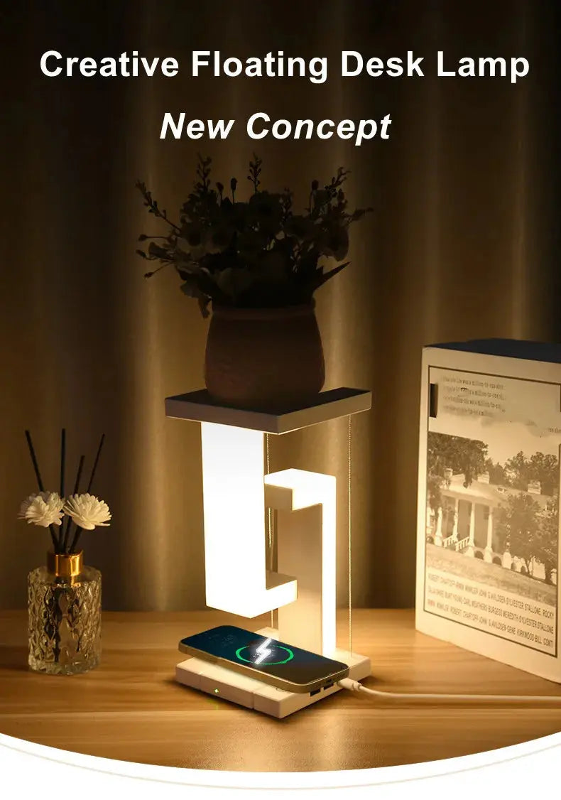 Novelty floating lamp with 10 W  detachable wireless charger decorative light for bedroom/office luxecrown.co.uk