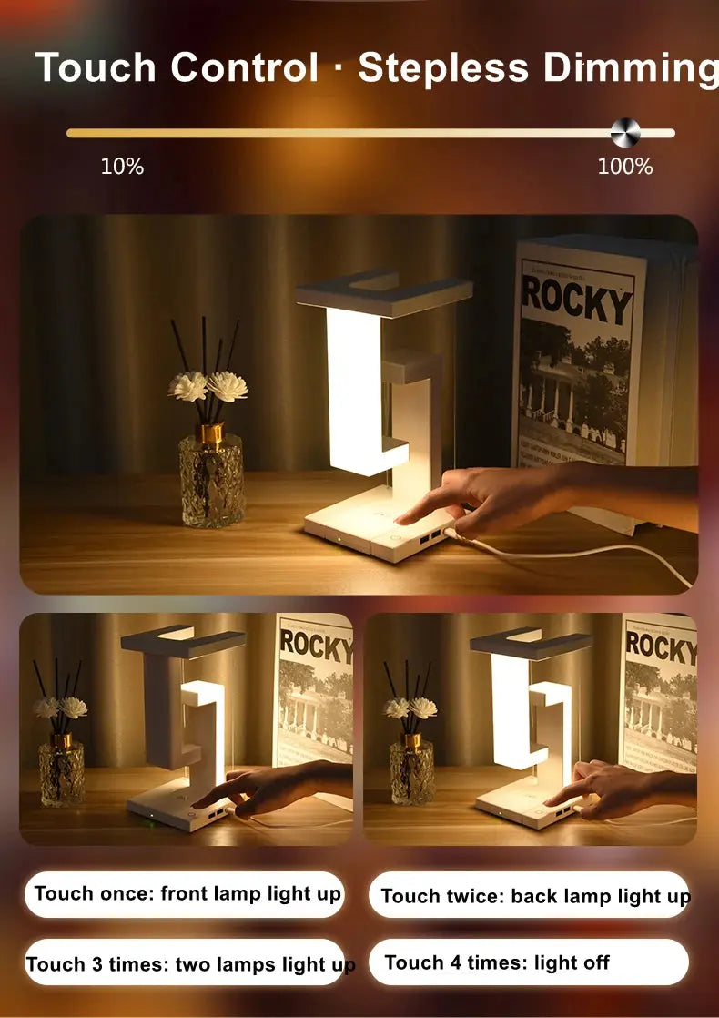 Novelty floating lamp with 10 W  detachable wireless charger decorative light for bedroom/office luxecrown.co.uk