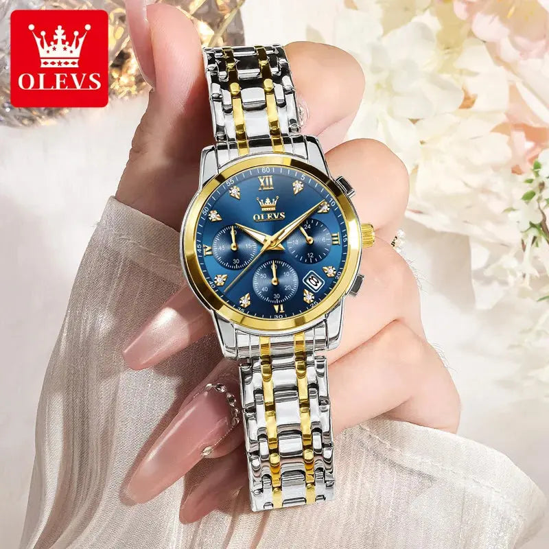 OLEVS 2858 Women Watch Luxury Brand Quartz Watch Waterproof Luminous Date Chronograph Women Bracelet Dress Diamond Watch Reloj luxecrown.co.uk