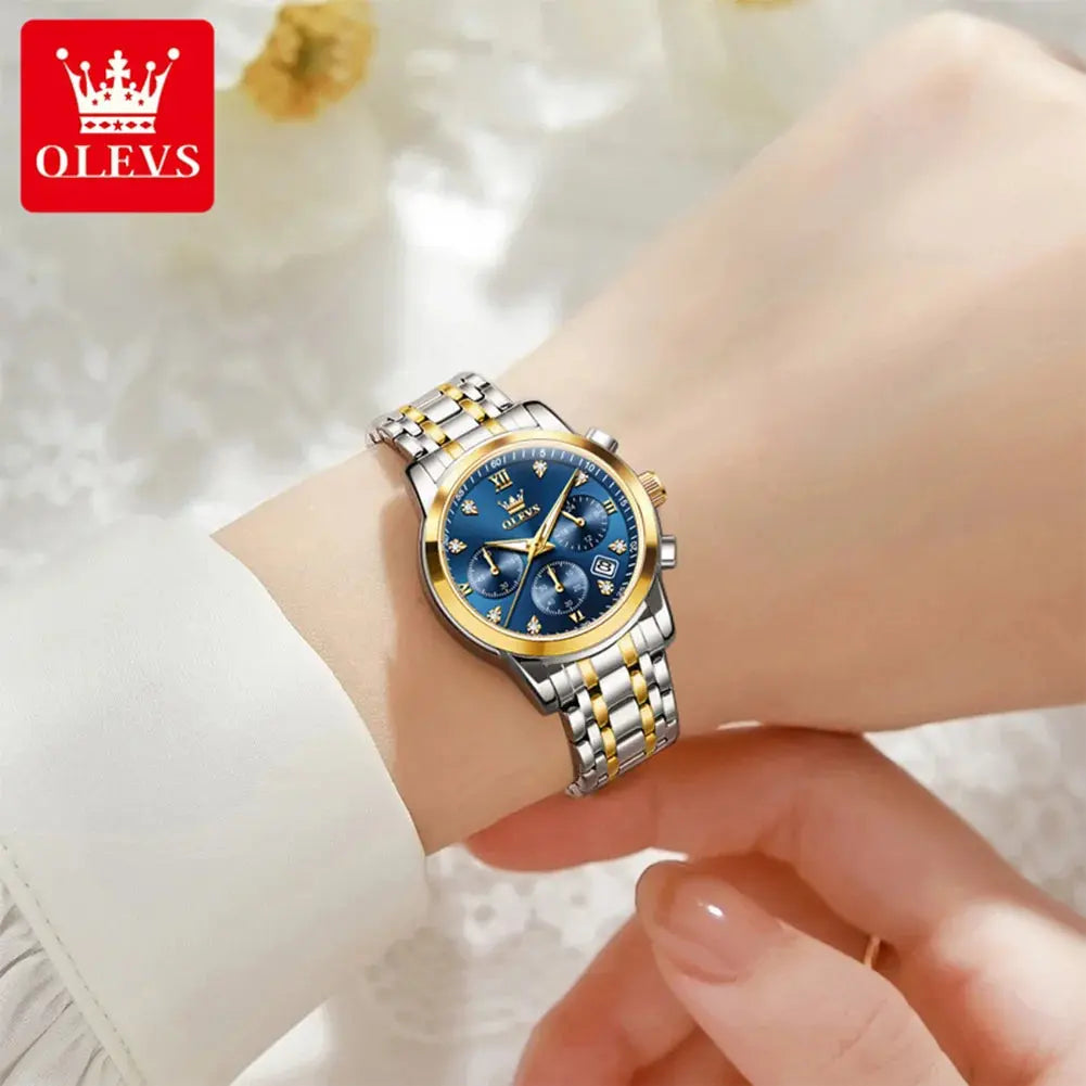 OLEVS 2858 Women Watch Luxury Brand Quartz Watch Waterproof Luminous Date Chronograph Women Bracelet Dress Diamond Watch Reloj luxecrown.co.uk