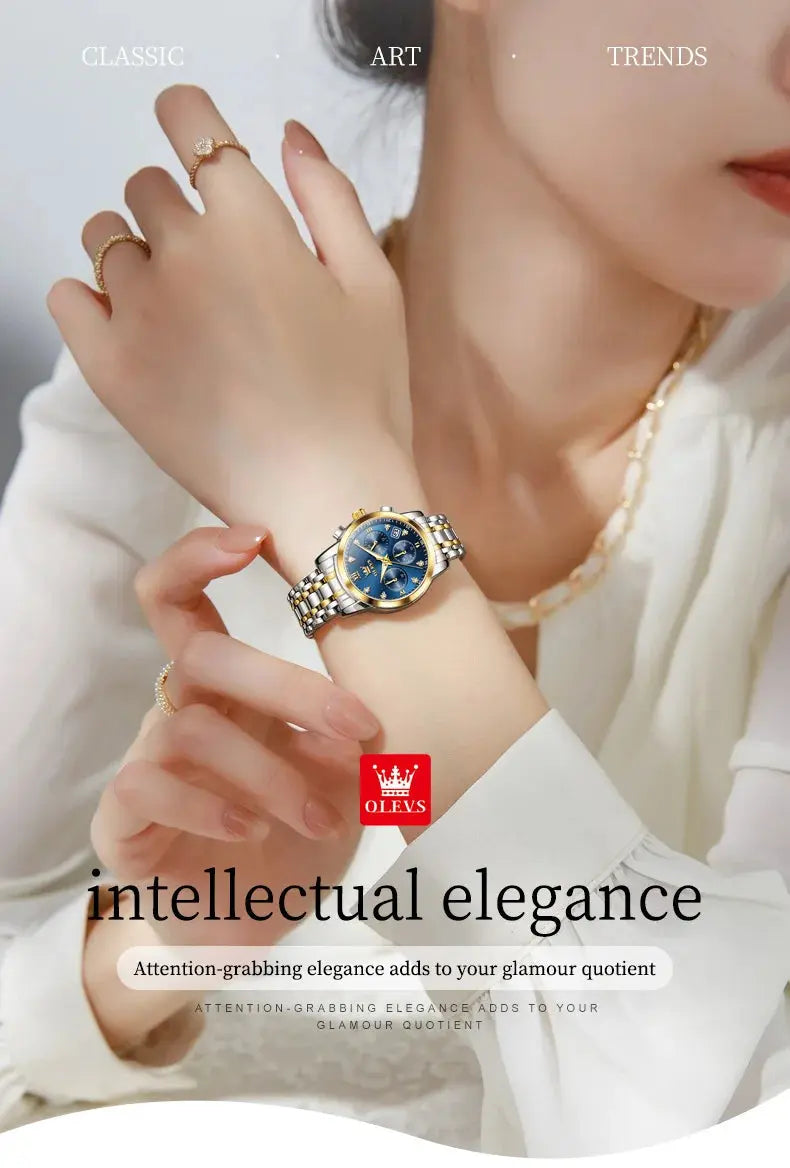 OLEVS 2858 Women Watch Luxury Brand Quartz Watch Waterproof Luminous Date Chronograph Women Bracelet Dress Diamond Watch Reloj luxecrown.co.uk