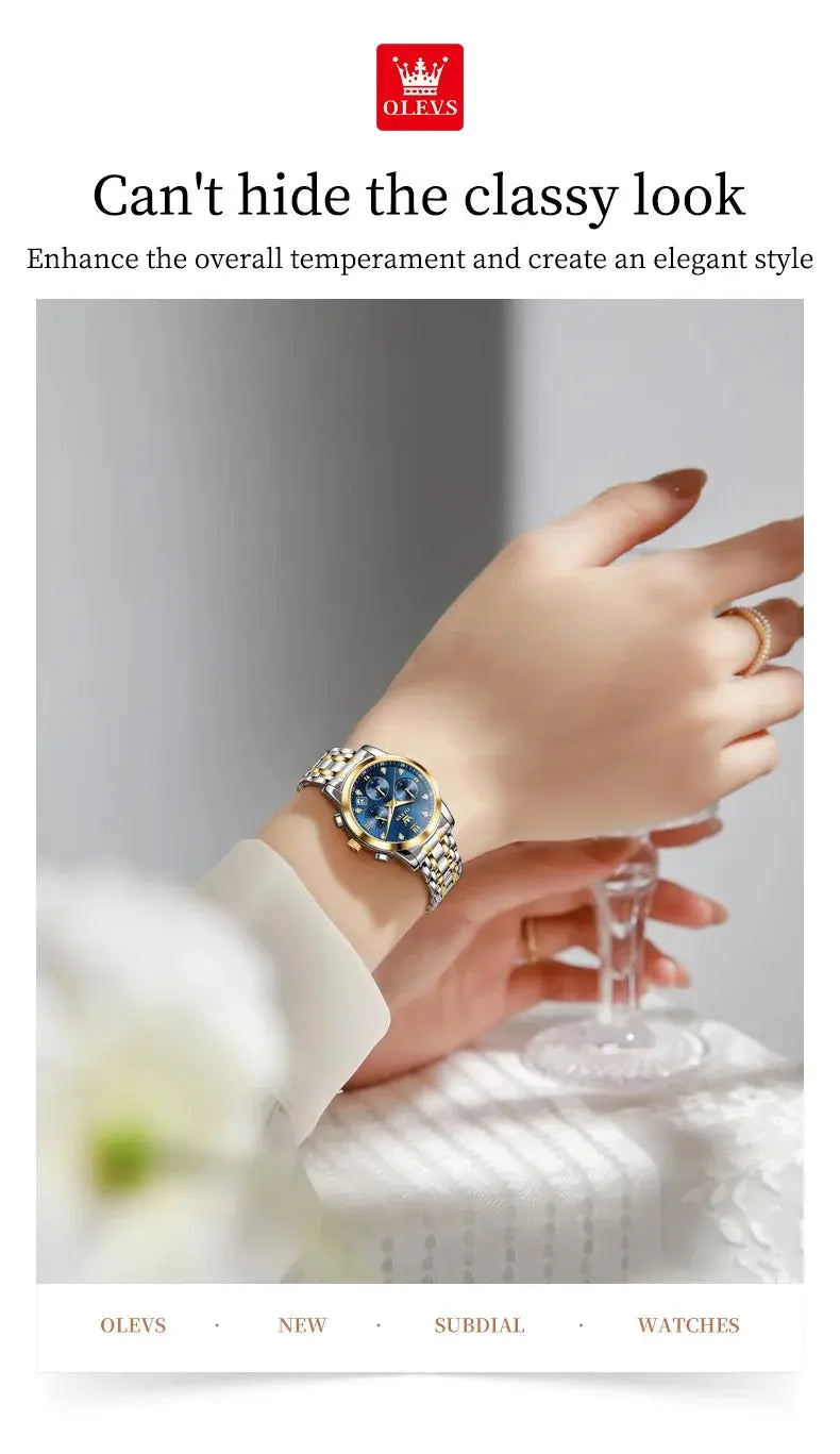 OLEVS 2858 Women Watch Luxury Brand Quartz Watch Waterproof Luminous Date Chronograph Women Bracelet Dress Diamond Watch Reloj luxecrown.co.uk