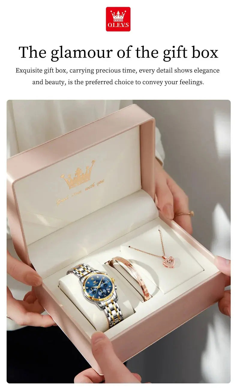 OLEVS 2858 Women Watch Luxury Brand Quartz Watch Waterproof Luminous Date Chronograph Women Bracelet Dress Diamond Watch Reloj luxecrown.co.uk