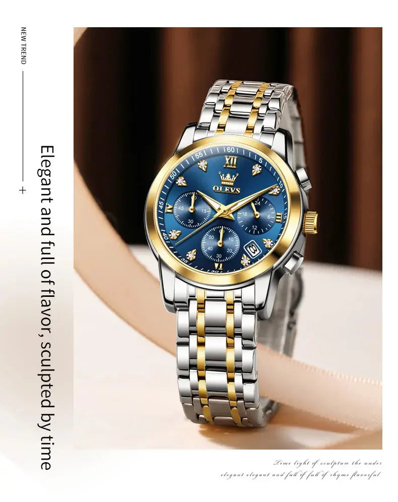 OLEVS 2858 Women Watch Luxury Brand Quartz Watch Waterproof Luminous Date Chronograph Women Bracelet Dress Diamond Watch Reloj luxecrown.co.uk