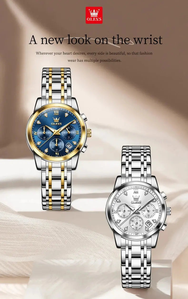 OLEVS 2858 Women Watch Luxury Brand Quartz Watch Waterproof Luminous Date Chronograph Women Bracelet Dress Diamond Watch Reloj luxecrown.co.uk