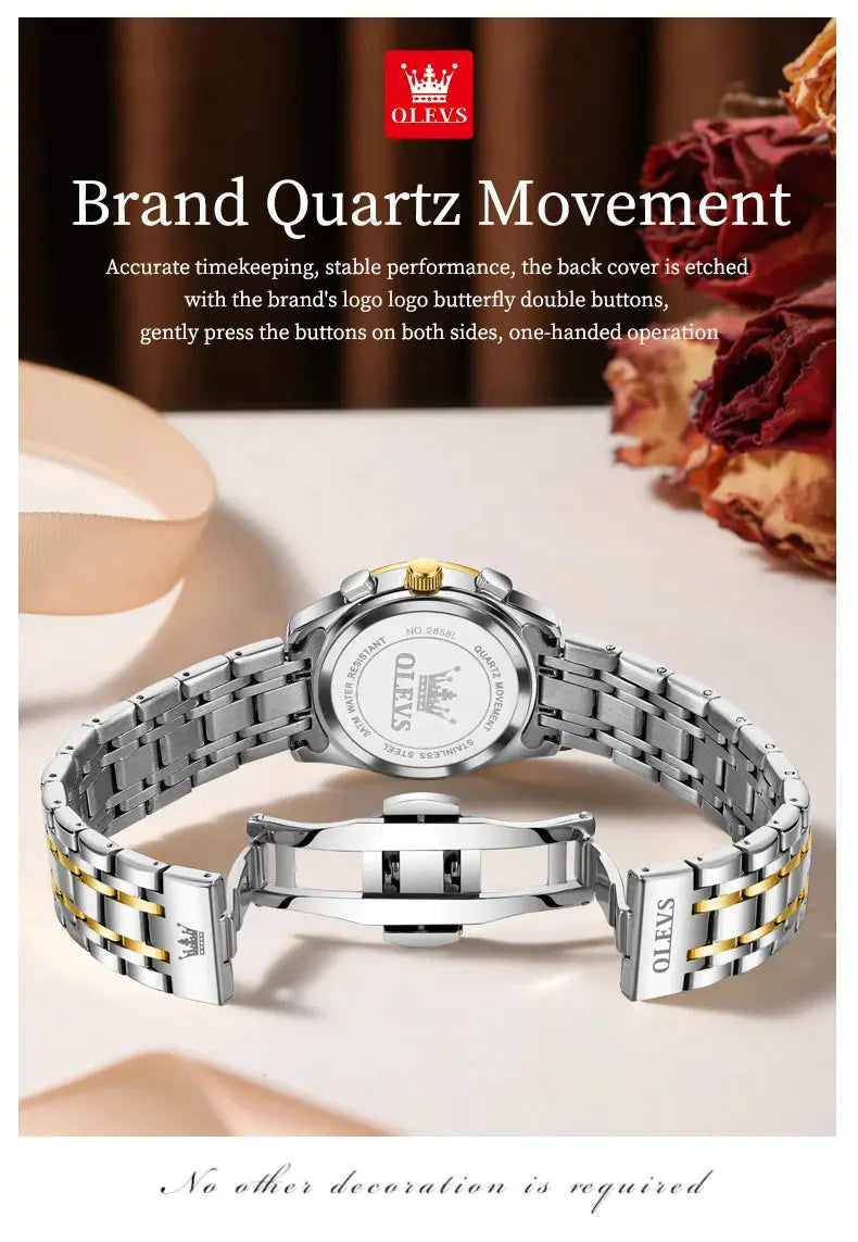 OLEVS 2858 Women Watch Luxury Brand Quartz Watch Waterproof Luminous Date Chronograph Women Bracelet Dress Diamond Watch Reloj luxecrown.co.uk
