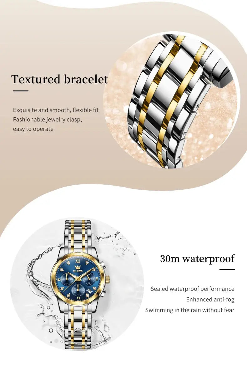 OLEVS 2858 Women Watch Luxury Brand Quartz Watch Waterproof Luminous Date Chronograph Women Bracelet Dress Diamond Watch Reloj luxecrown.co.uk