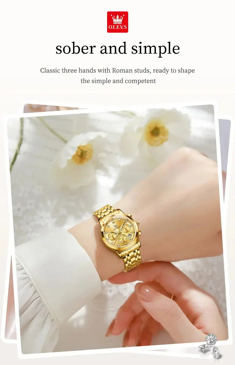 OLEVS 2858 Women Watch Luxury Brand Quartz Watch Waterproof Luminous Date Chronograph Women Bracelet Dress Diamond Watch Reloj luxecrown.co.uk