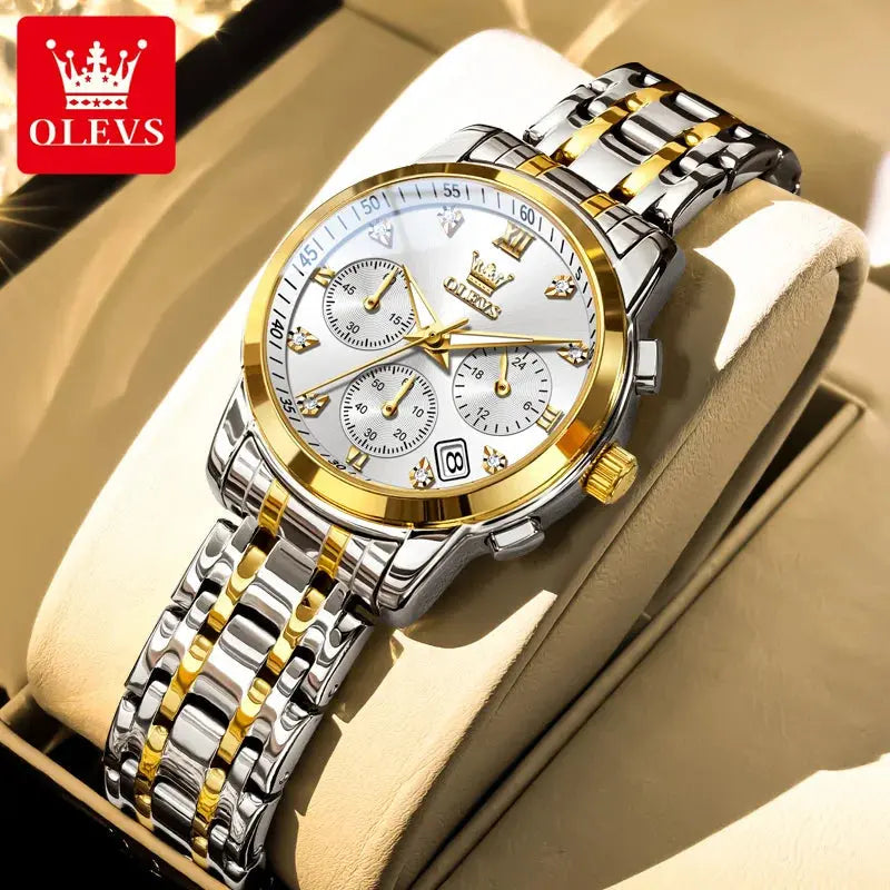 OLEVS 2858 Women Watch Luxury Brand Quartz Watch Waterproof Luminous Date Chronograph Women Bracelet Dress Diamond Watch Reloj luxecrown.co.uk