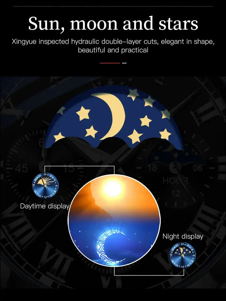 OLEVS 2871 Top Brand Men's Quartz Watch Noctilucent Business Waterproof Luxury Watch Leather Strap Moon Phase Relogio Masculino luxecrown.co.uk