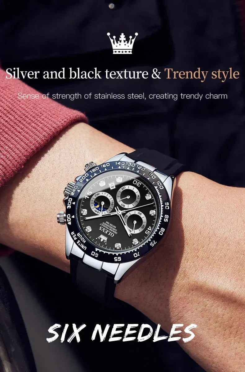 OLEVS 2875 Luxury Quartz Watch for Men Waterproof Sports Timer Calendar Shockproof Luminous Mens Wristwatches Relógio Masculino luxecrown.co.uk