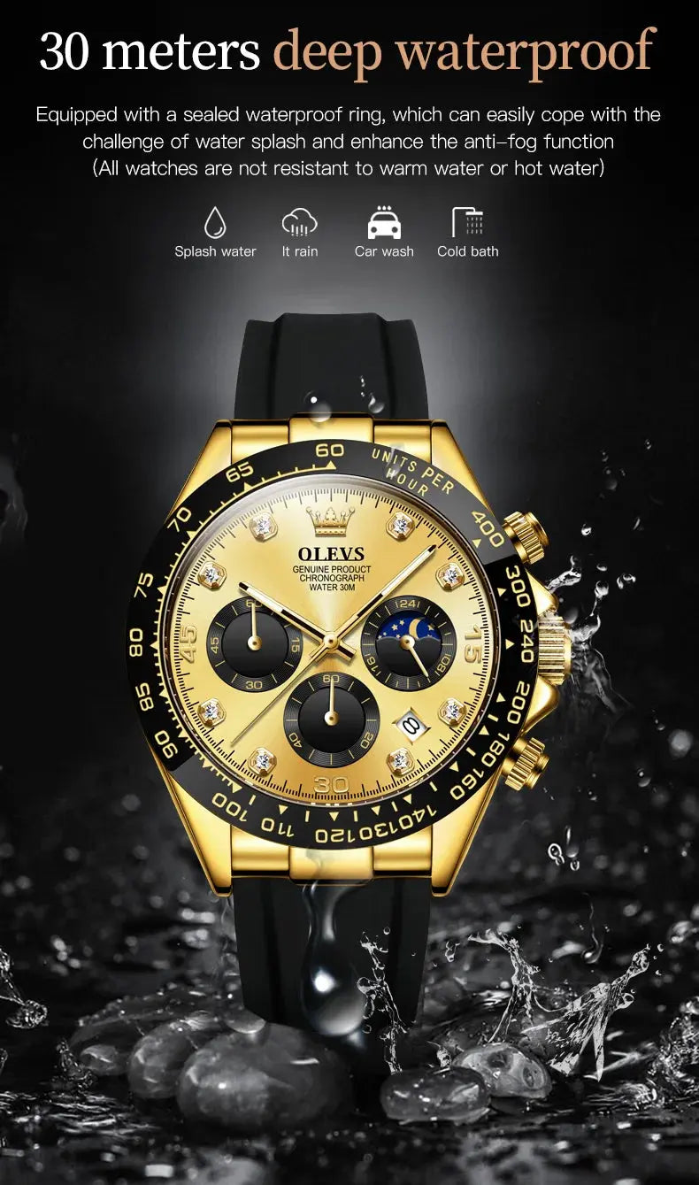 OLEVS 2875 Luxury Quartz Watch for Men Waterproof Sports Timer Calendar Shockproof Luminous Mens Wristwatches Relógio Masculino luxecrown.co.uk