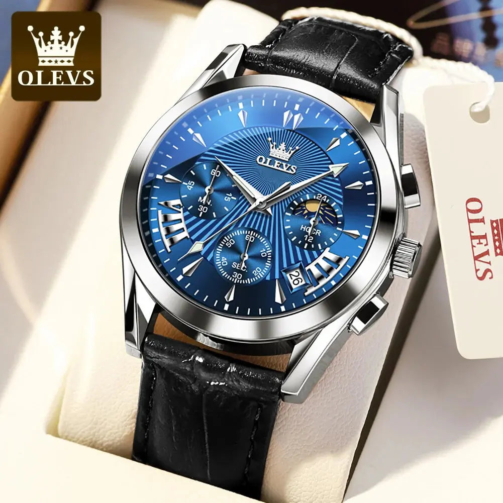 OLEVS 2876 Luxury Quartz Watches for Men Waterproof Chrono Moon Phase Auto Date Original Sports Men's Wristwatches Reloj Hombre luxecrown.co.uk