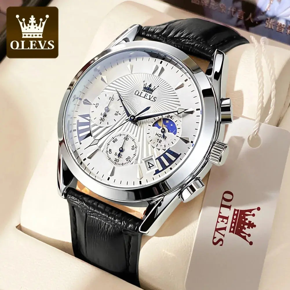 OLEVS 2876 Luxury Quartz Watches for Men Waterproof Chrono Moon Phase Auto Date Original Sports Men's Wristwatches Reloj Hombre luxecrown.co.uk