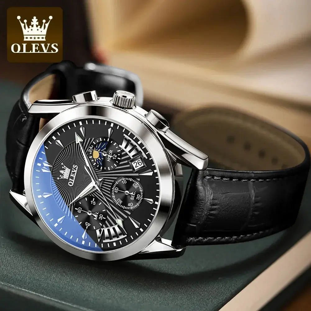 OLEVS 2876 Luxury Quartz Watches for Men Waterproof Chrono Moon Phase Auto Date Original Sports Men's Wristwatches Reloj Hombre luxecrown.co.uk
