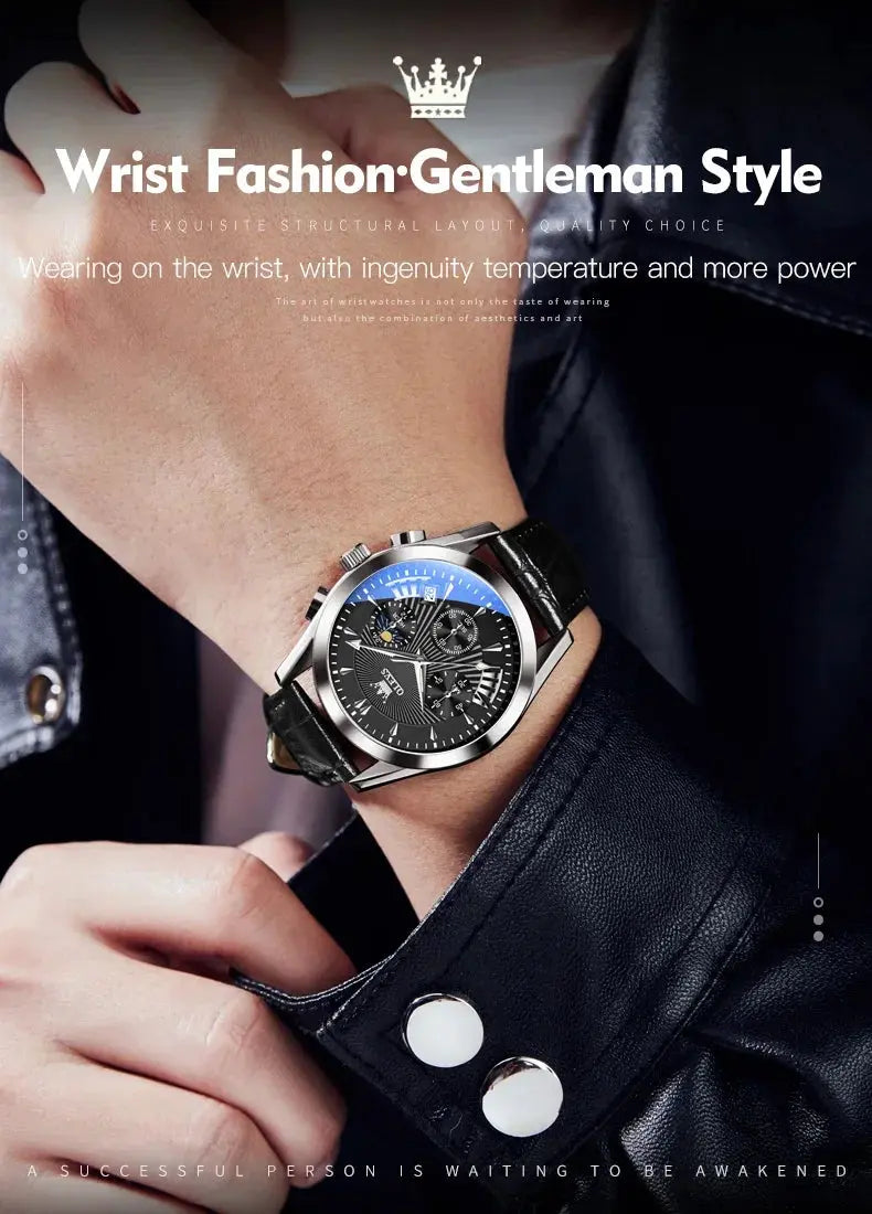OLEVS 2876 Luxury Quartz Watches for Men Waterproof Chrono Moon Phase Auto Date Original Sports Men's Wristwatches Reloj Hombre luxecrown.co.uk