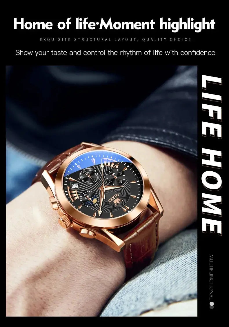 OLEVS 2876 Luxury Quartz Watches for Men Waterproof Chrono Moon Phase Auto Date Original Sports Men's Wristwatches Reloj Hombre luxecrown.co.uk