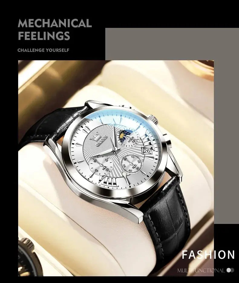 OLEVS 2876 Luxury Quartz Watches for Men Waterproof Chrono Moon Phase Auto Date Original Sports Men's Wristwatches Reloj Hombre luxecrown.co.uk