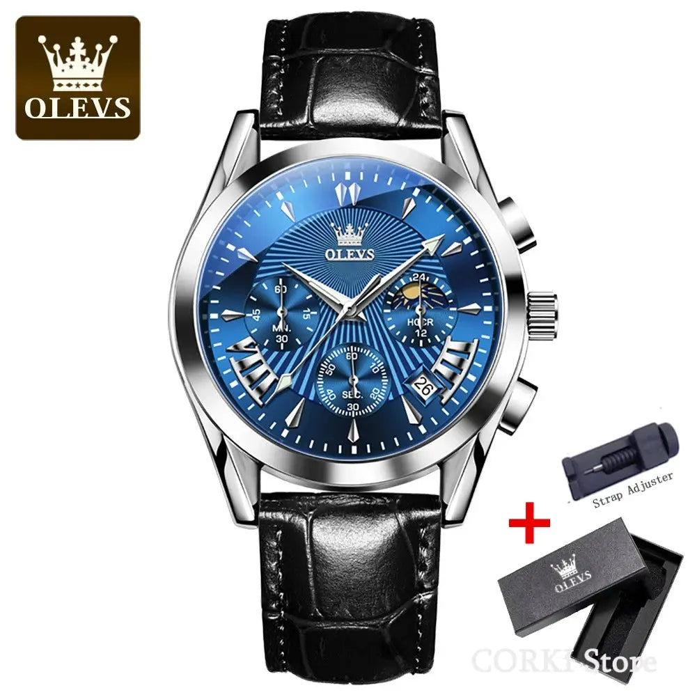 OLEVS 2876 Luxury Quartz Watches for Men Waterproof Chrono Moon Phase Auto Date Original Sports Men's Wristwatches Reloj Hombre luxecrown.co.uk