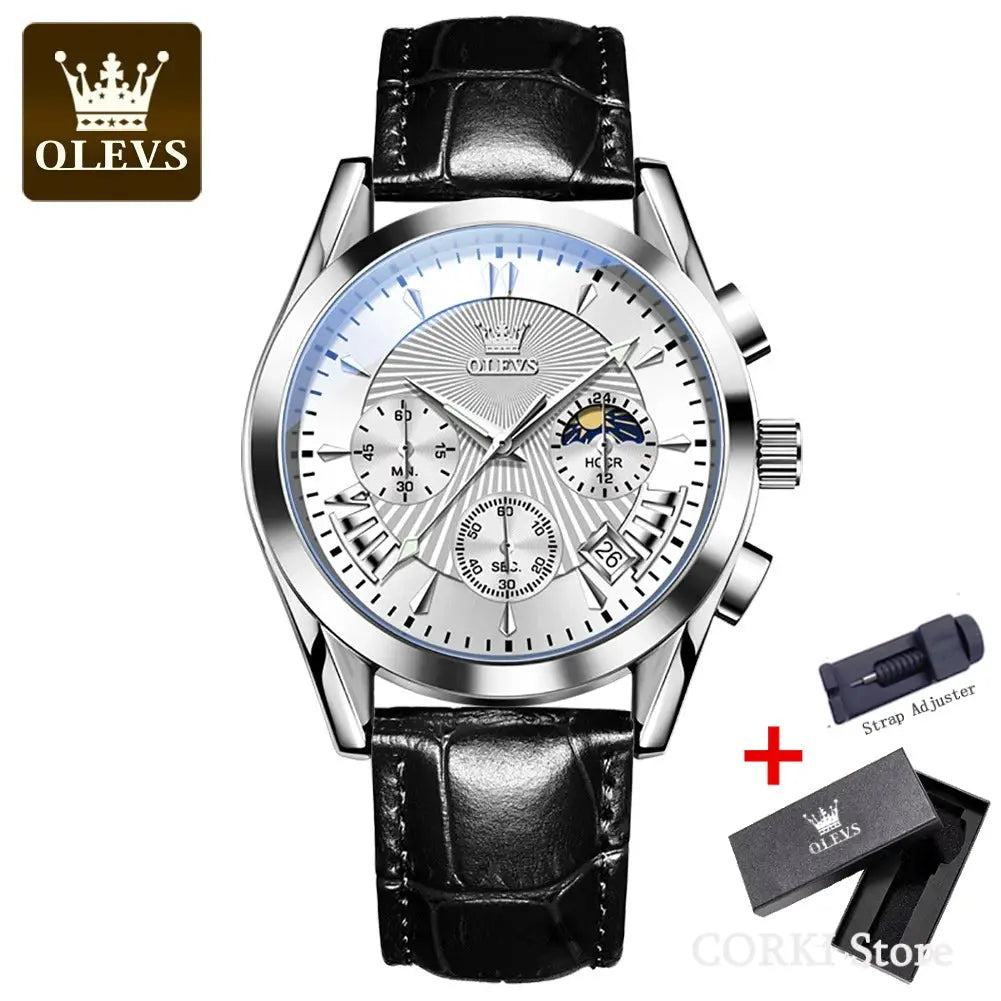 OLEVS 2876 Luxury Quartz Watches for Men Waterproof Chrono Moon Phase Auto Date Original Sports Men's Wristwatches Reloj Hombre luxecrown.co.uk