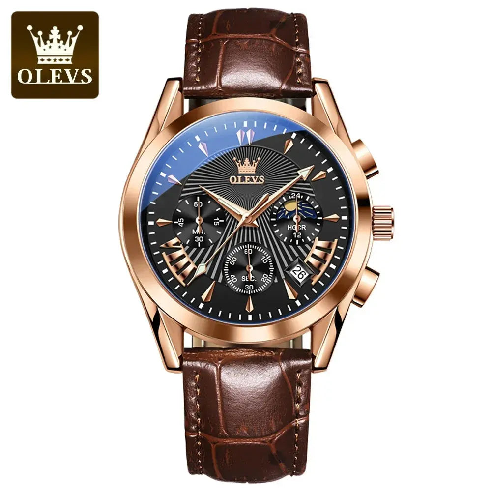 OLEVS 2876 Luxury Quartz Watches for Men Waterproof Chrono Moon Phase Auto Date Original Sports Men's Wristwatches Reloj Hombre luxecrown.co.uk