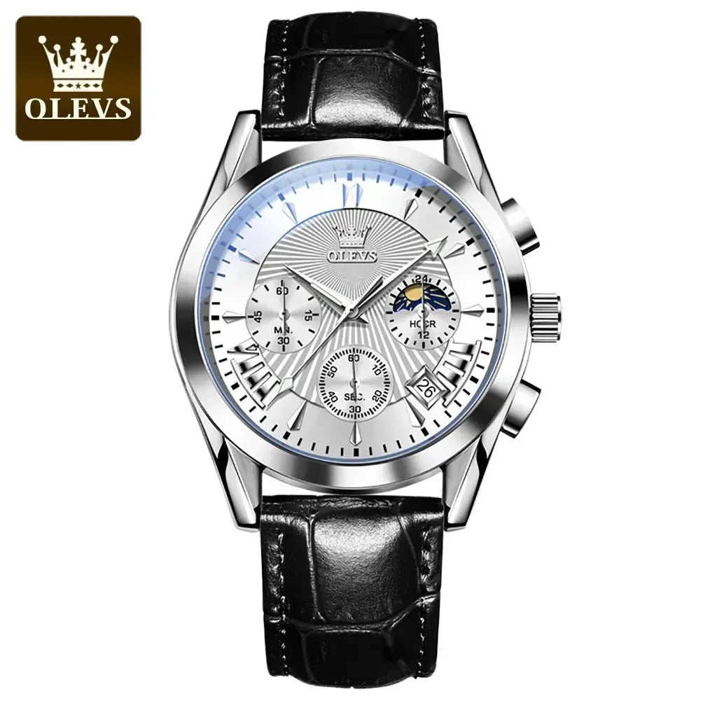 OLEVS 2876 Luxury Quartz Watches for Men Waterproof Chrono Moon Phase Auto Date Original Sports Men's Wristwatches Reloj Hombre luxecrown.co.uk
