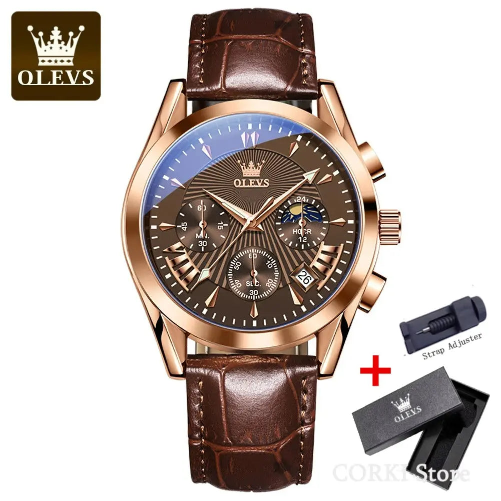 OLEVS 2876 Luxury Quartz Watches for Men Waterproof Chrono Moon Phase Auto Date Original Sports Men's Wristwatches Reloj Hombre luxecrown.co.uk