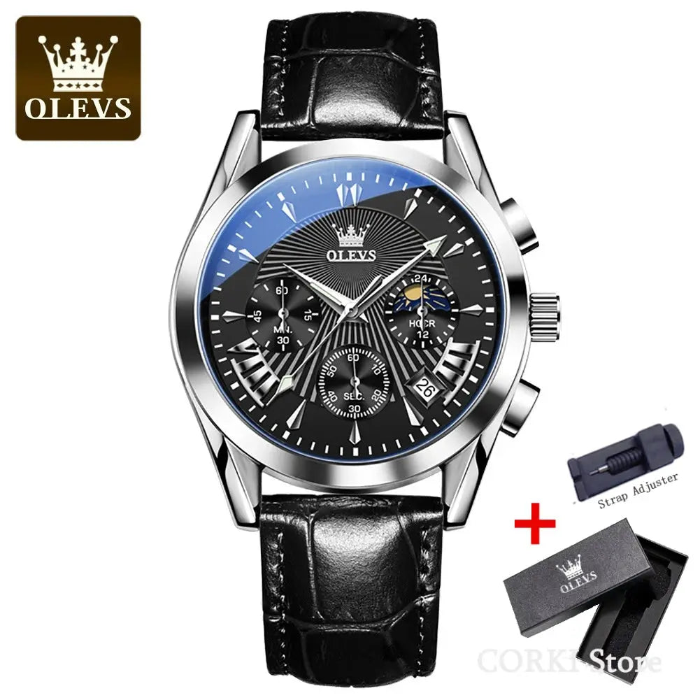 OLEVS 2876 Luxury Quartz Watches for Men Waterproof Chrono Moon Phase Auto Date Original Sports Men's Wristwatches Reloj Hombre luxecrown.co.uk