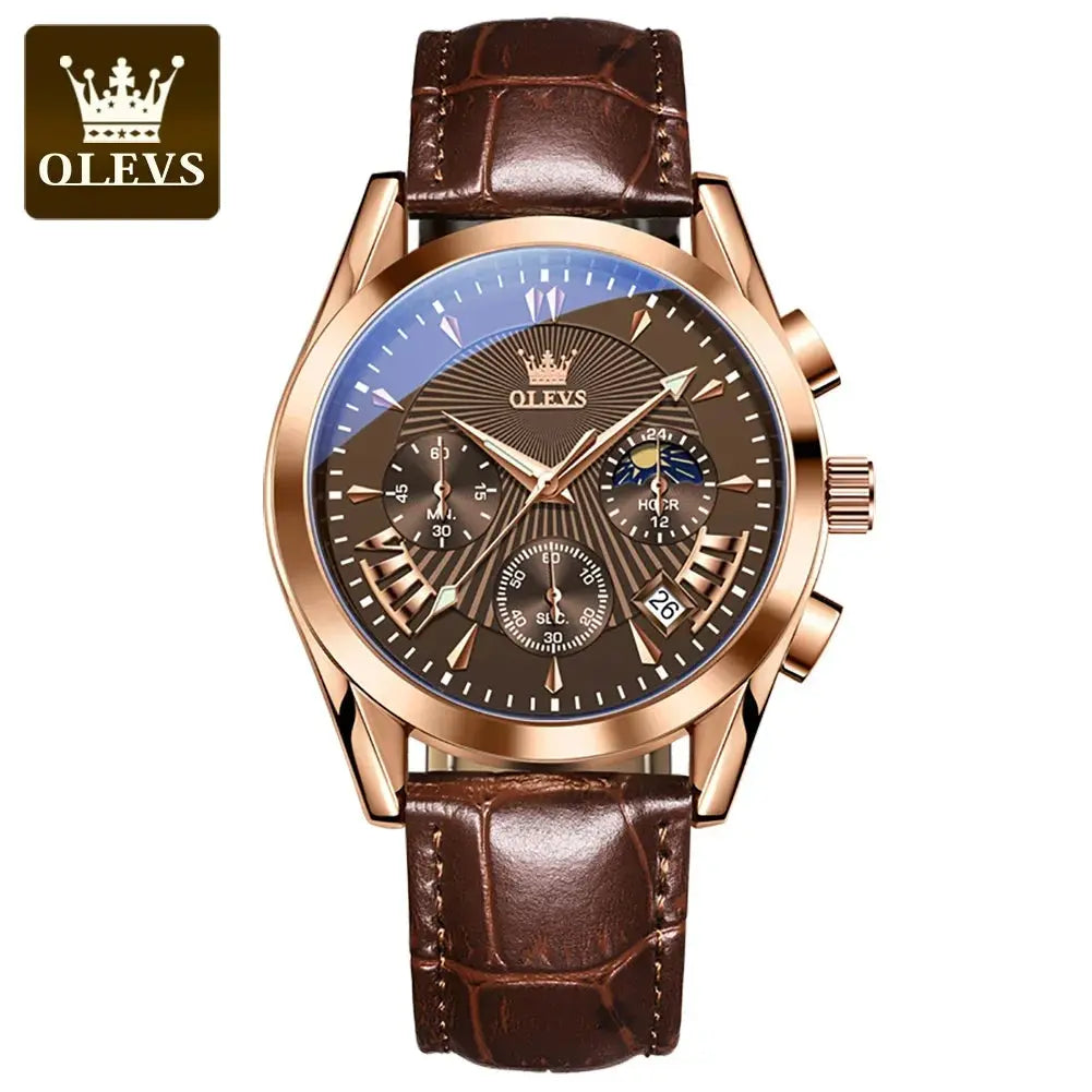 OLEVS 2876 Luxury Quartz Watches for Men Waterproof Chrono Moon Phase Auto Date Original Sports Men's Wristwatches Reloj Hombre luxecrown.co.uk