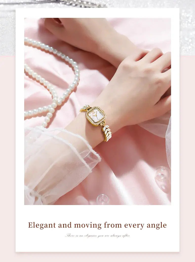 OLEVS 9987 Women's Watch Square Dial Waterproof Quartz Watch For Women Luxury Original Elegant Ladies Wristwatch Steel Strap luxecrown.co.uk