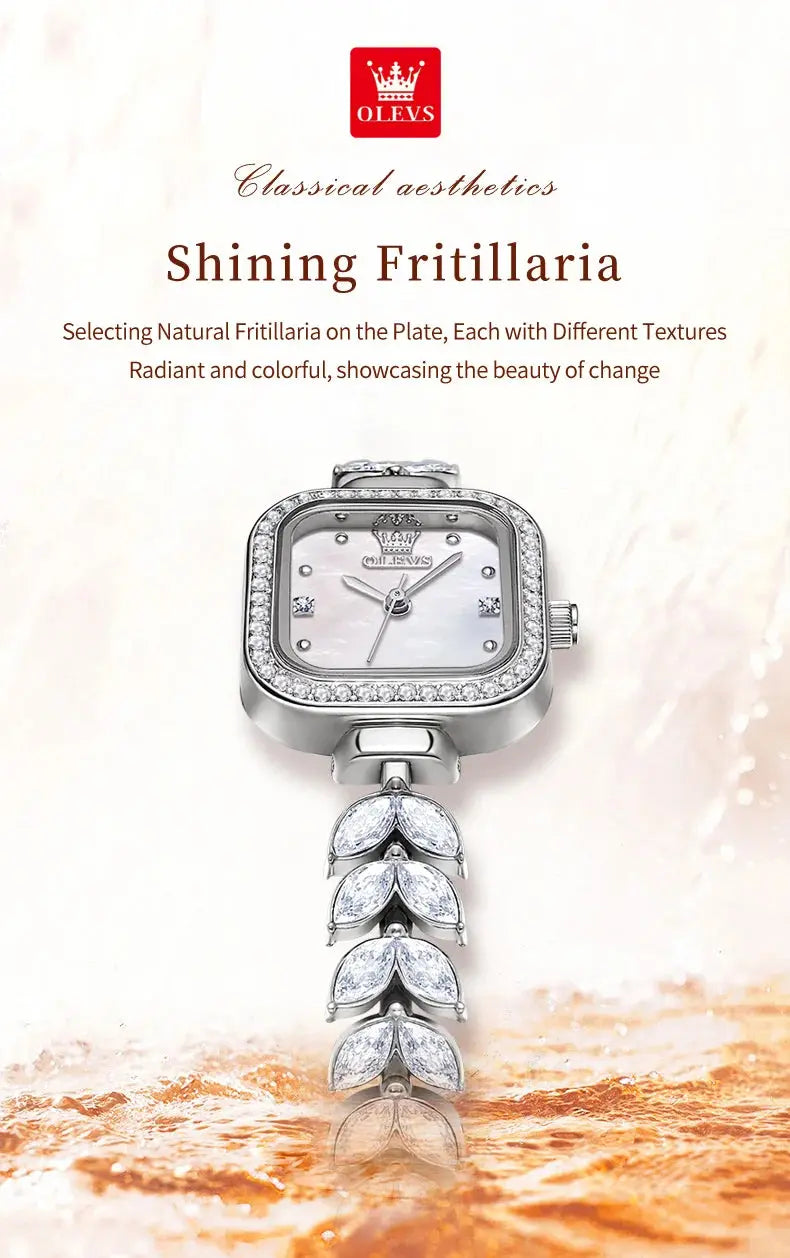 OLEVS 9987 Women's Watch Square Dial Waterproof Quartz Watch For Women Luxury Original Elegant Ladies Wristwatch Steel Strap luxecrown.co.uk