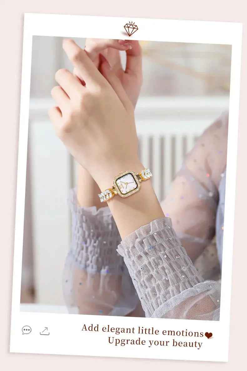OLEVS 9987 Women's Watch Square Dial Waterproof Quartz Watch For Women Luxury Original Elegant Ladies Wristwatch Steel Strap luxecrown.co.uk