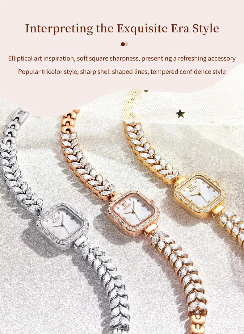 OLEVS 9987 Women's Watch Square Dial Waterproof Quartz Watch For Women Luxury Original Elegant Ladies Wristwatch Steel Strap luxecrown.co.uk