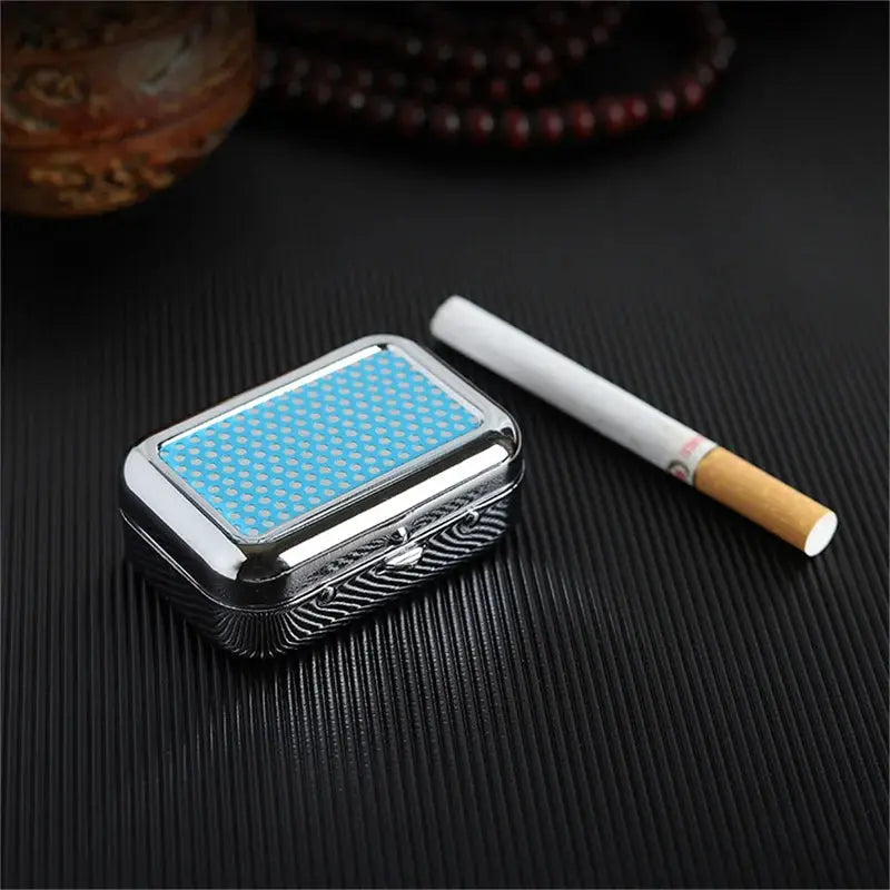 Outdoor Mini Portable Metal Cigarette Ashtray Fashion Ashtray Wiht Lockable Lid Desktop Ash Case Pocket Ashtray Gift For Man Streetsharks