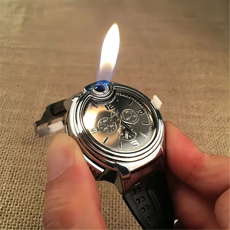 Outdoor Watch Inflatable Lighter Fashion Metal Gas Windproof Portable Open Flame Lighter Smoking Cool Personality Gift 2025 New luxecrown.co.uk