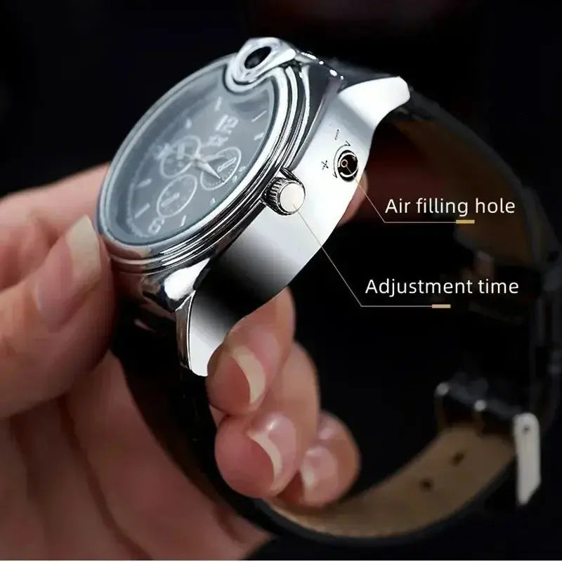 Outdoor Watch Inflatable Lighter Fashion Metal Gas Windproof Portable Open Flame Lighter Smoking Cool Personality Gift 2025 New luxecrown.co.uk