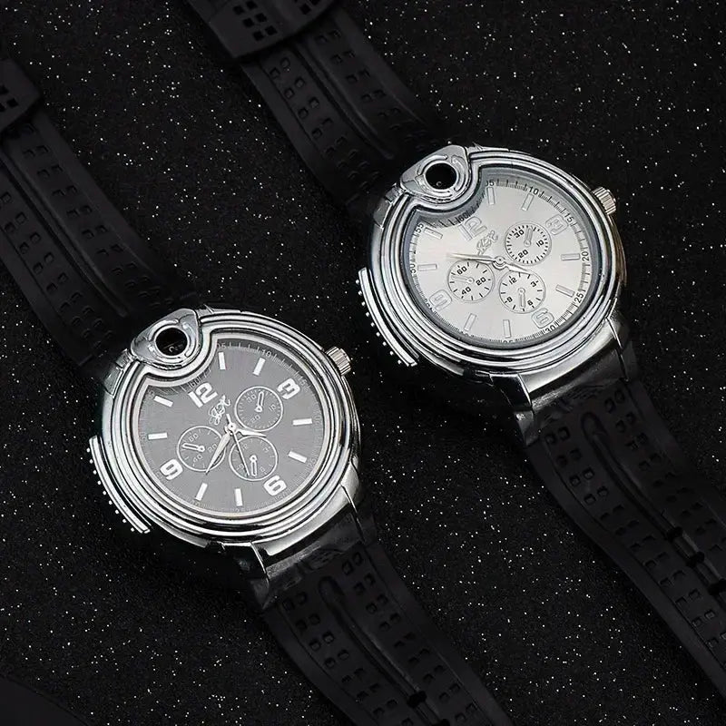 Outdoor Watch Inflatable Lighter Fashion Metal Gas Windproof Portable Open Flame Lighter Smoking Cool Personality Gift 2025 New luxecrown.co.uk