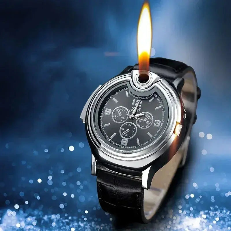Outdoor Watch Inflatable Lighter Fashion Metal Gas Windproof Portable Open Flame Lighter Smoking Cool Personality Gift 2025 New luxecrown.co.uk