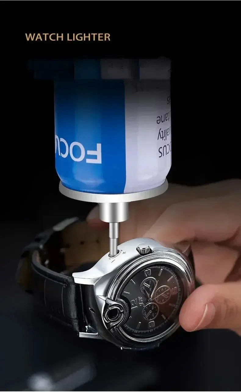 Outdoor Watch Inflatable Lighter Fashion Metal Gas Windproof Portable Open Flame Lighter Smoking Cool Personality Gift 2025 New luxecrown.co.uk